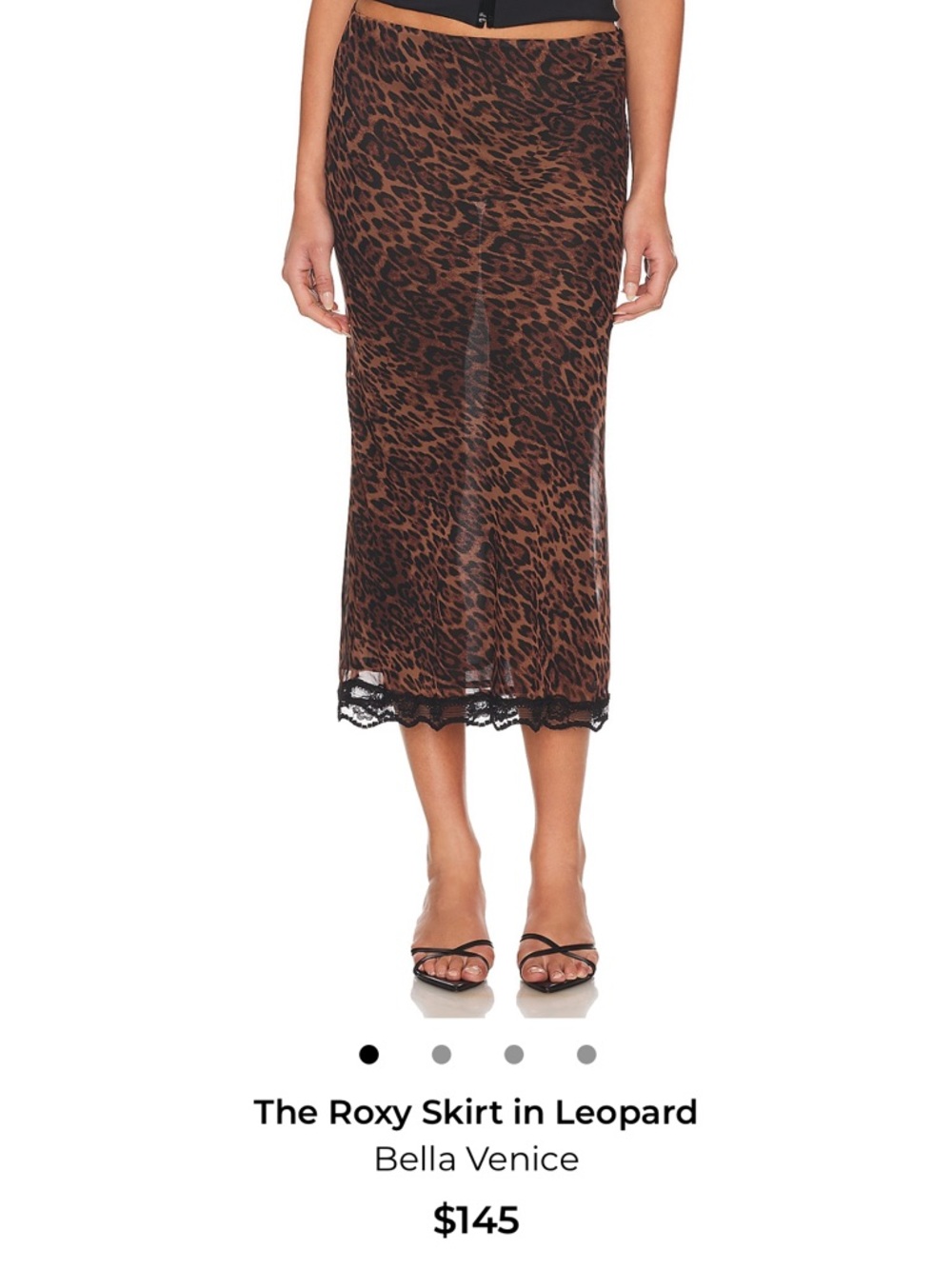 The Roxy Leopard Print Midi Skirt - Brown/Black Bella Venice Small Revolve NWOT